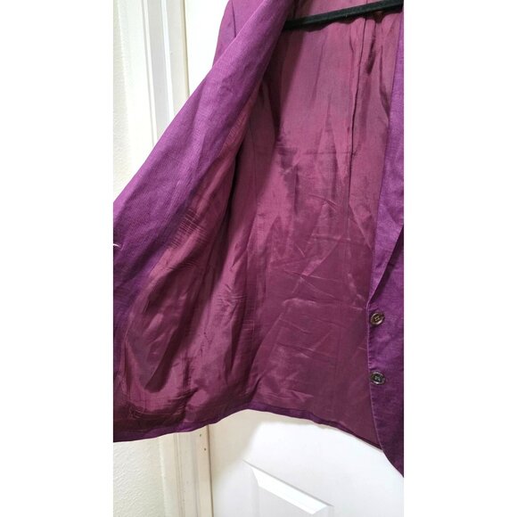 Classiques for Nordstrom Women's S Purple 100% Linen Blazer Jacket Two-Button - Picture 6 of 9
